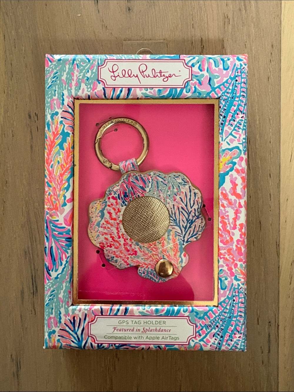 Lilly Pulitzer Floral AirTag Keychain - Pink, Blue, Coral